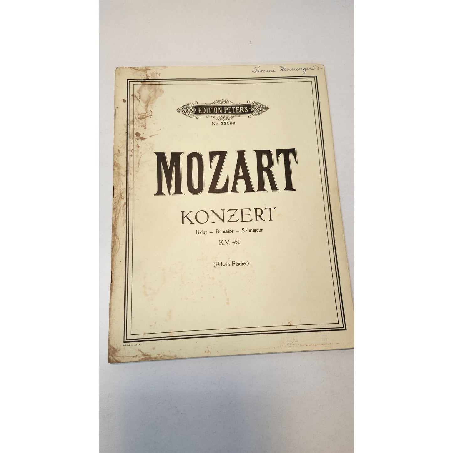 VTG Edition Peters Mozart Piano Concerto No. 15 K.450 B-Flat Major Sheet Music