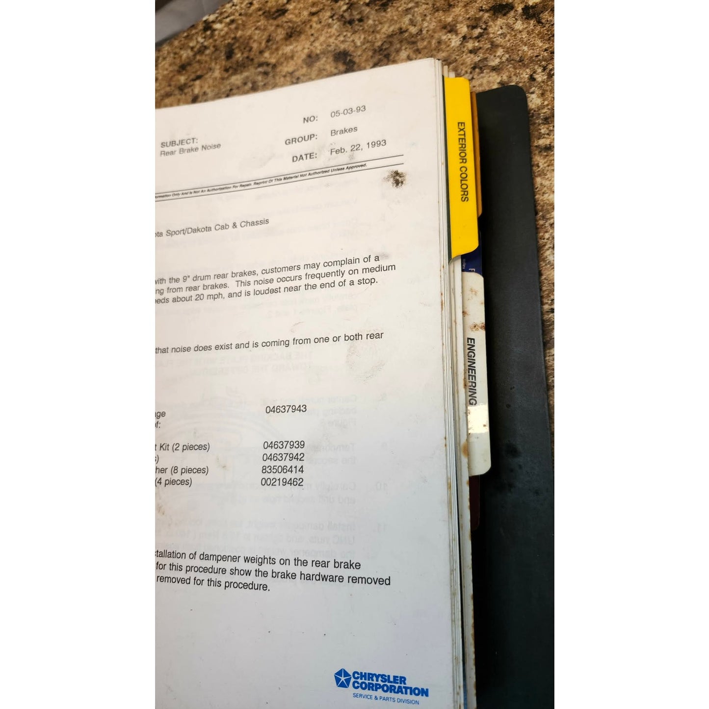 NAPA AutoCare Tech Tips Binder Alldata Mitchell Repair Chrysler Service Manuals