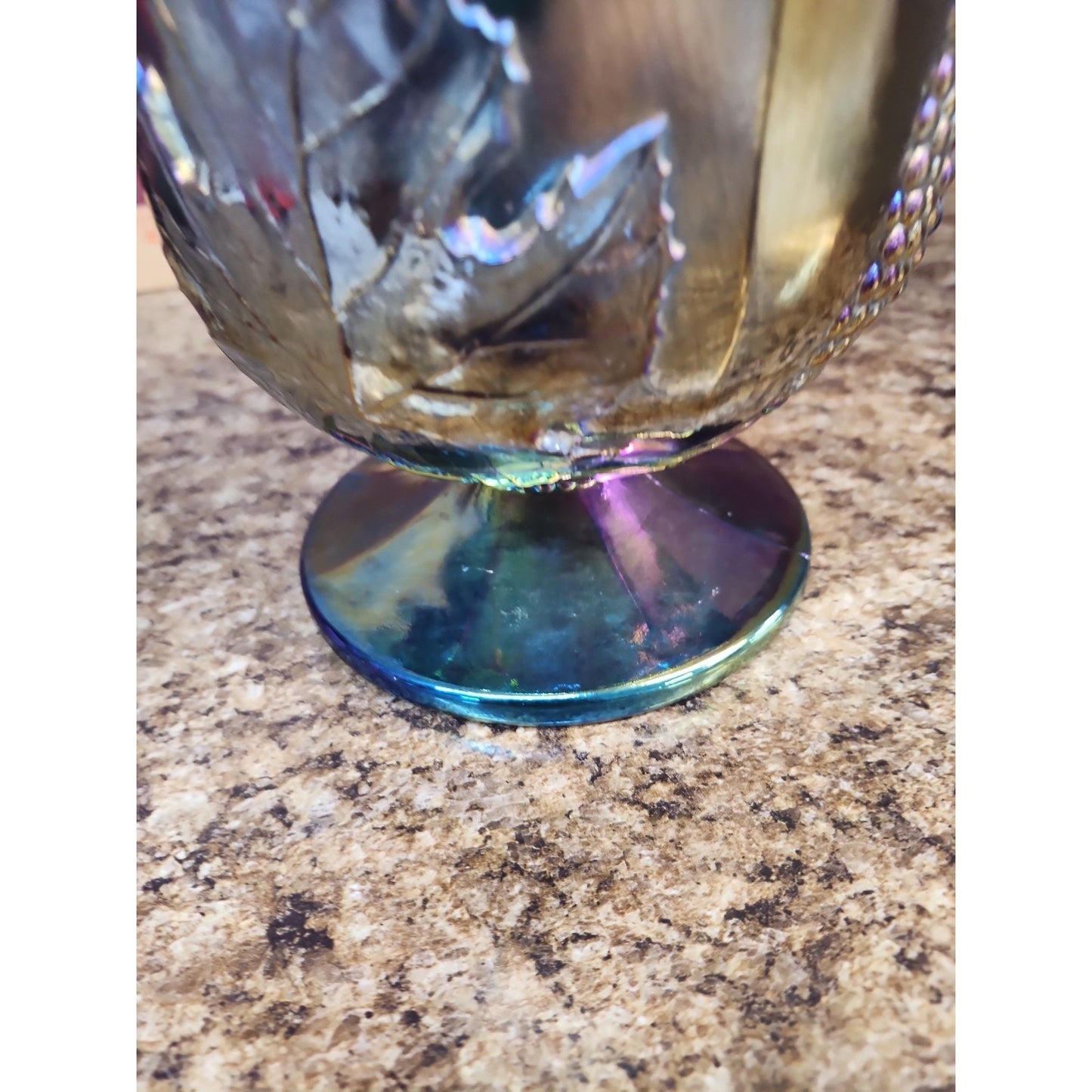 Vintage Indiana Glass Pitcher Blue Carnival Harvest Grape 10 1/4" T