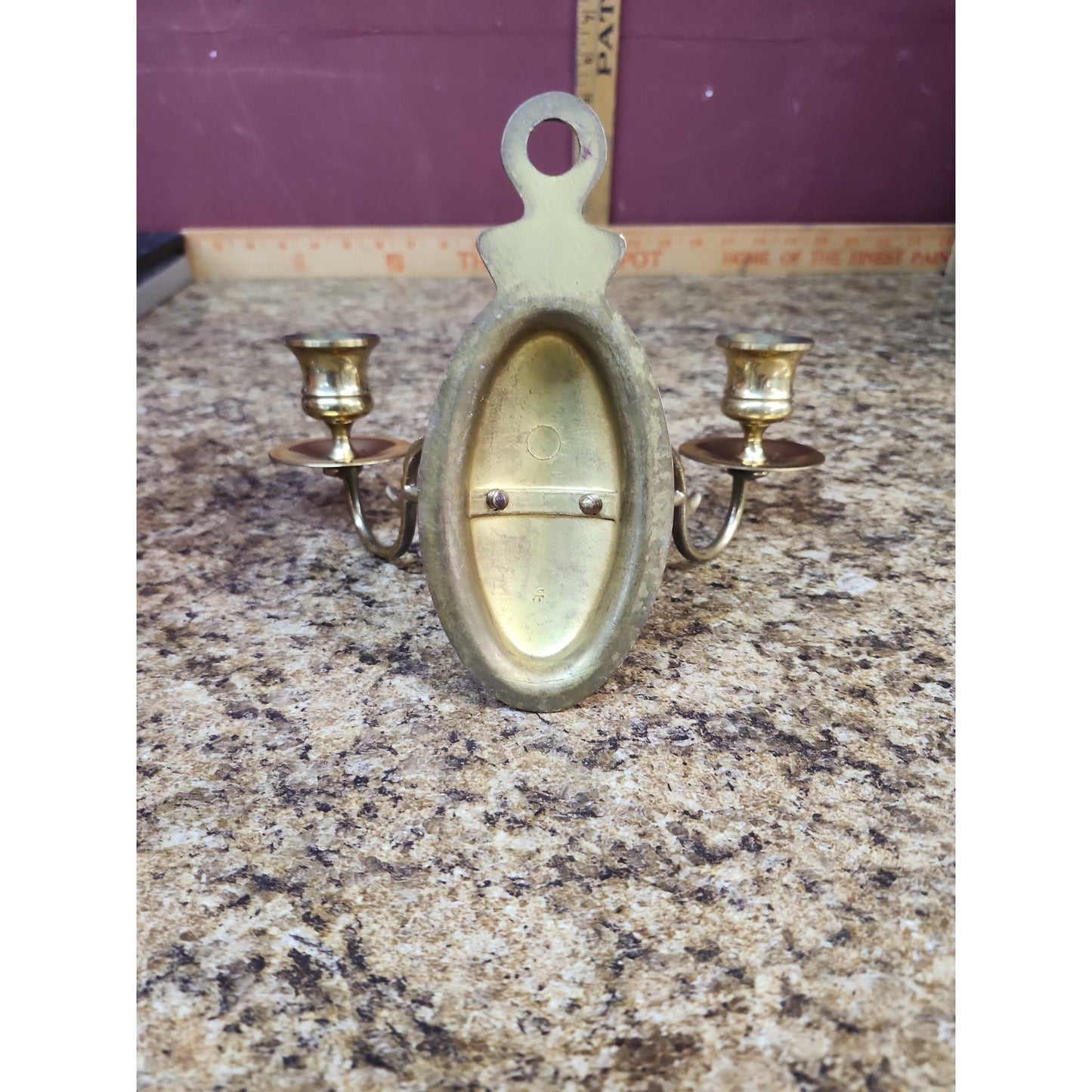 Hollywood Regency Revival Brass Candelabra Wall Sconce Double Arm 10.5” x 6” H