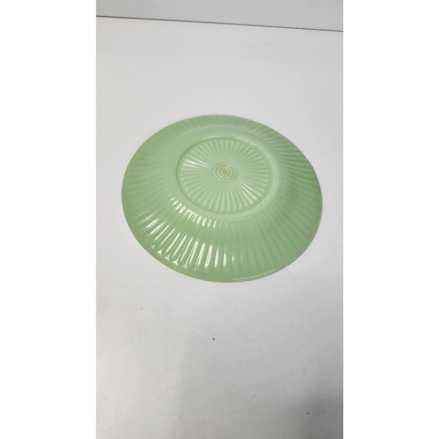 Vintage Saucer Plate Jadeite Green Milk Glass Ribbed Jane Ray Pattern 5.5 Inch
