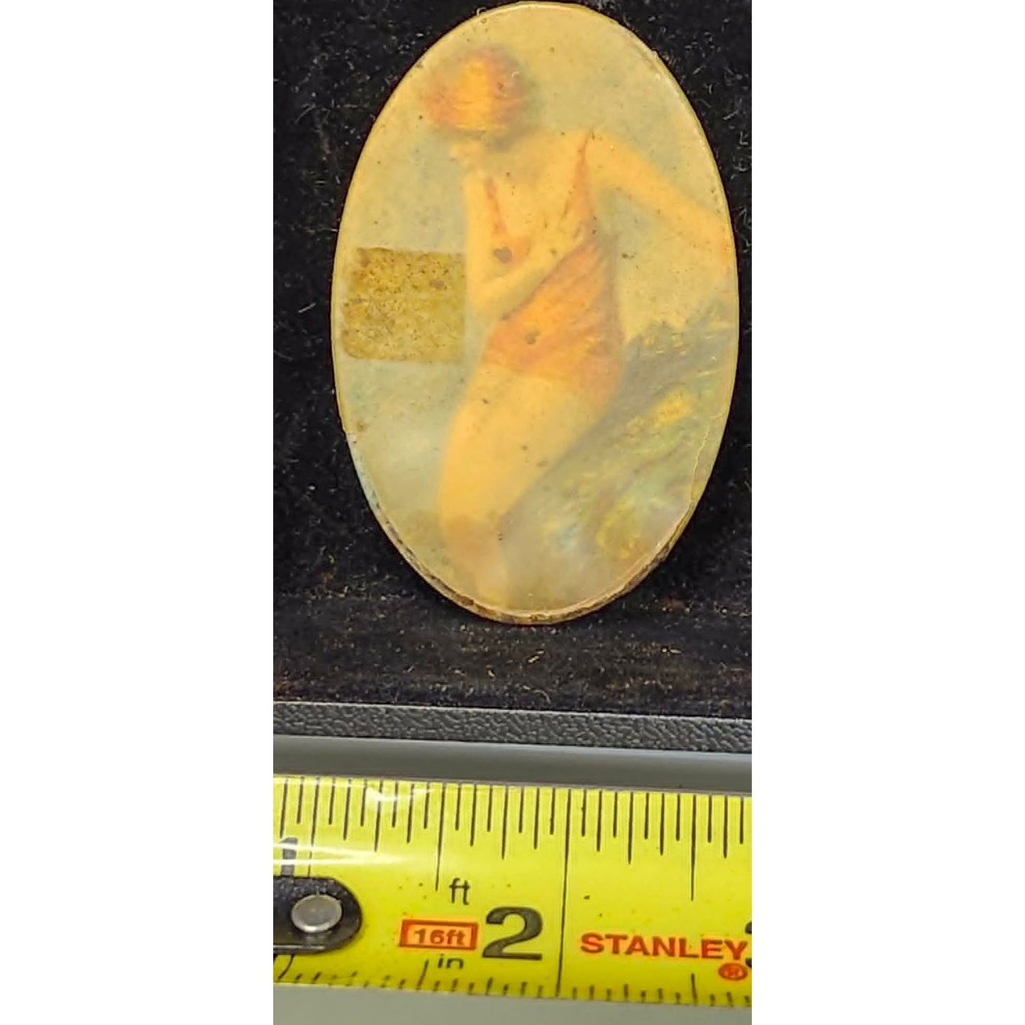 Vintage Celluloid Oval Compact Pocket Mirror Girl Art Deco Retro Collectible