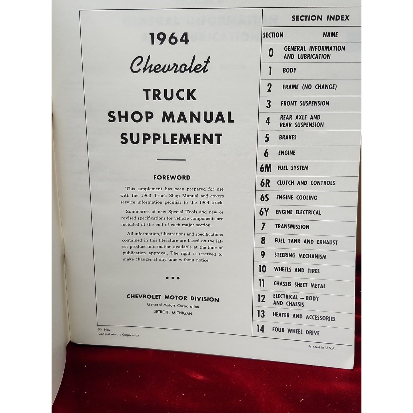 1964 Chevrolet Truck Shop Manual Supplement
