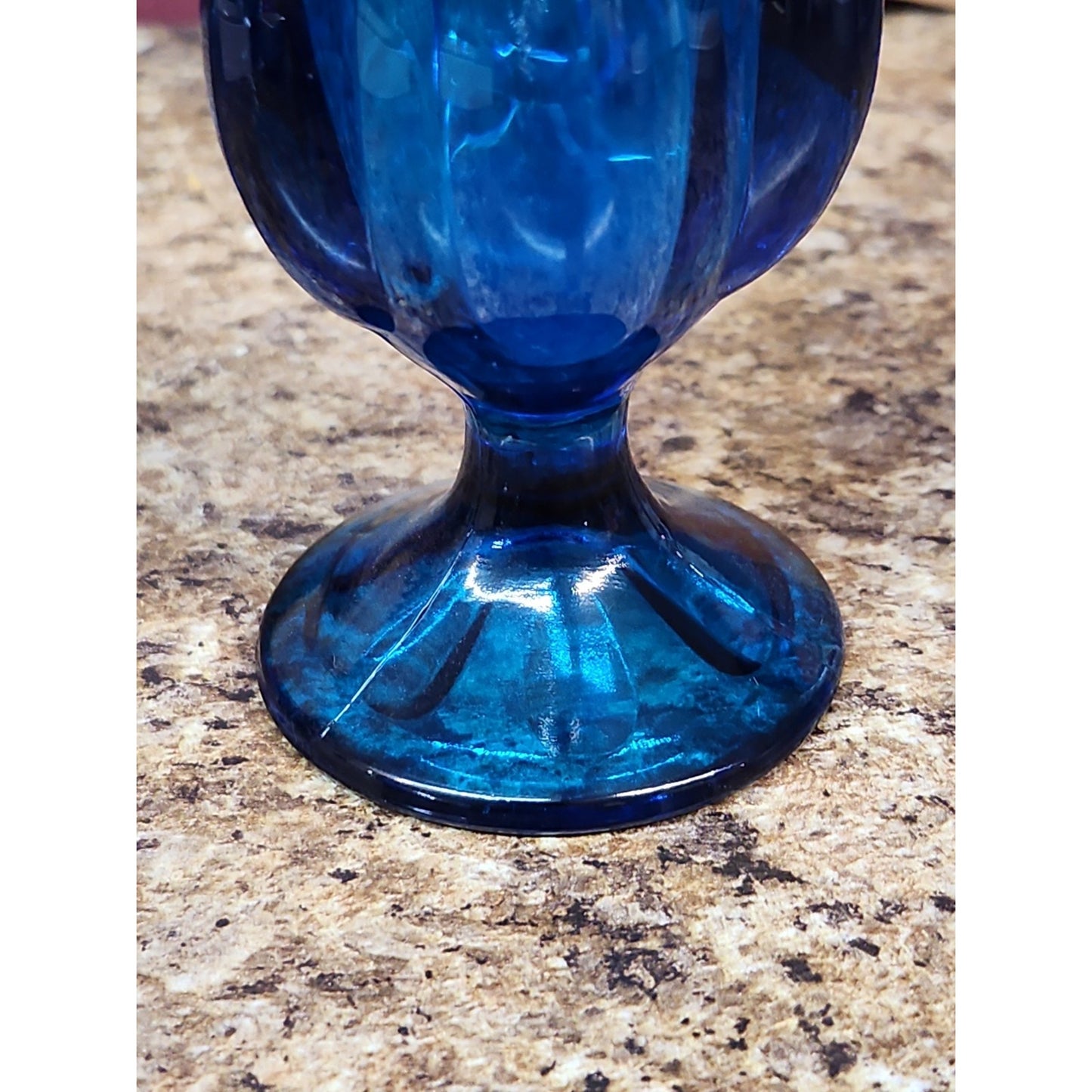 Vintage Viking Glass 11.5" Bluenique Epic Petal Swung Vase MCM Bud Vase